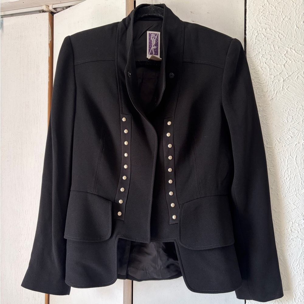 Black Stud-Trim Women's Tailored Jacket - Classic Blazer